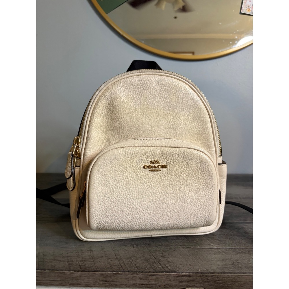Coach Court Mini Backpack White Pebbled Leather Gold Hardware C8603 - Picture 6 of 10